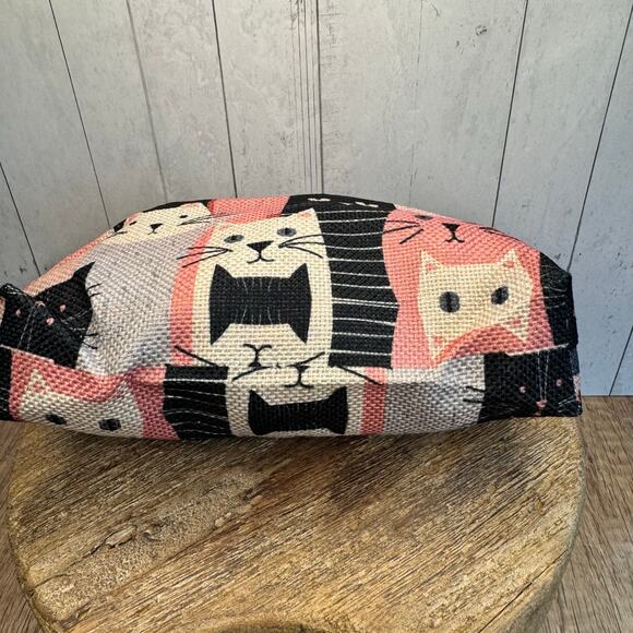 Pink Cats Makeup Bag Pastel Black Cat Lover Cosmetics Bag Canvas Bag NEW - Picture 5 of 6